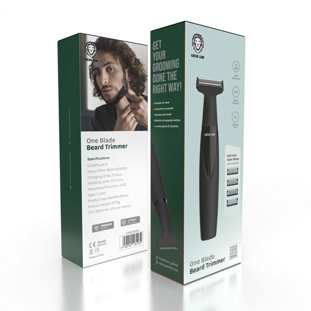 ماكينة حلاقة اللحية ون بليد من جرين لايون, بطارية بسعة 500 مللي امبير - اسود | Green Lion One Blade Beard Trimmer 500mAh - Black.