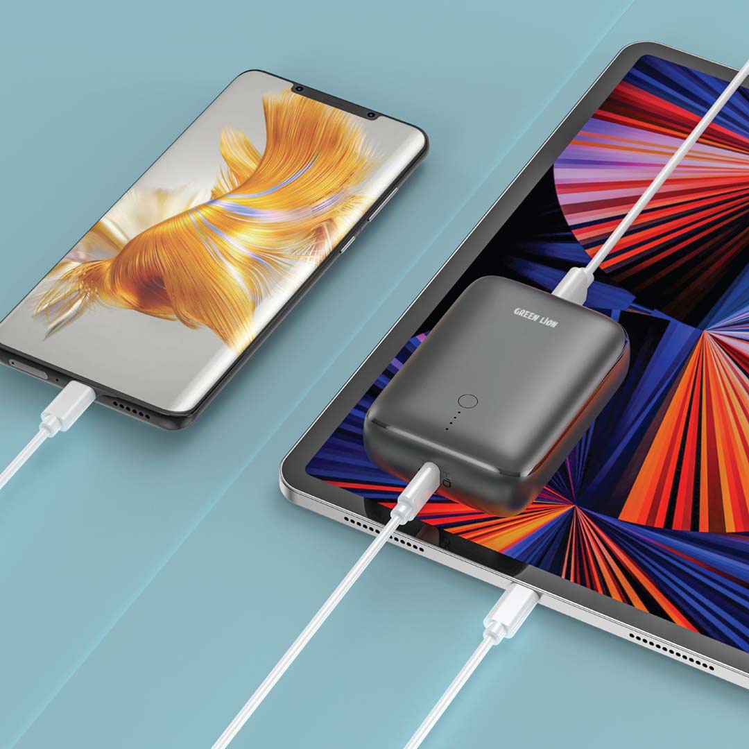 باور بانك جرين لايون بسعة 10,000 مللي امبير وبقدرة شحن 20 واط - اسود | Green Lion PD & QC Power Bank 10000mAh PD 20W - Black