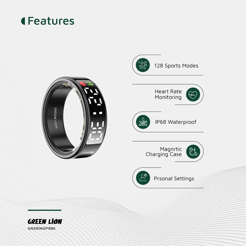 خاتم جرين لايون سمارت برو مع شاشة رقمية | Green Lion Smart Ring Pro With Digital Display