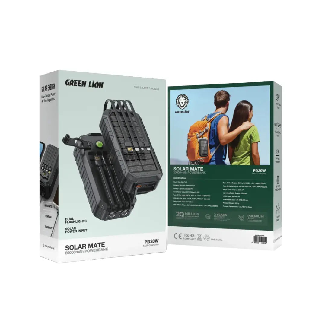 باور بانك جرين لايون سولار مايت بسعة 20,000 مللي أمبير | Green Lion Solar Mate Power Bank 20000mAh