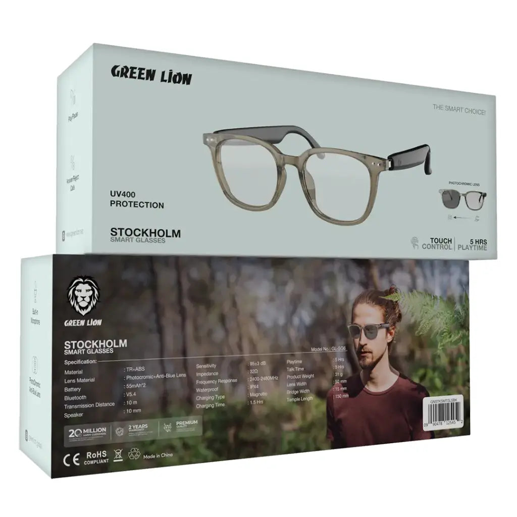 نظارات جرين لايون ستوكهولم الذكية - اسود | Green Lion Stockholm Smart Glasses - Black