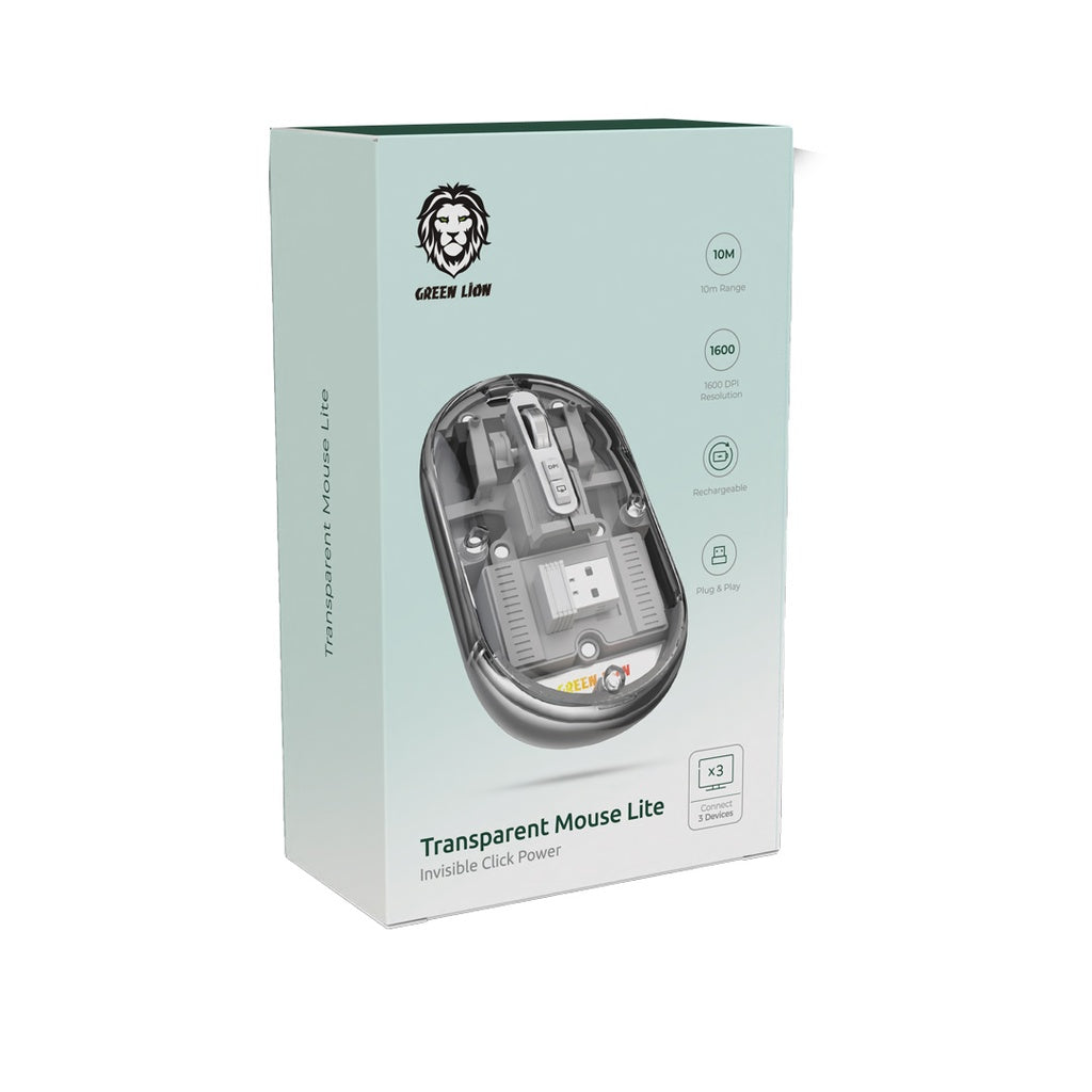 ماوس جرين لايون لايت الشفاف | Green Lion Transparent Mouse Lite.