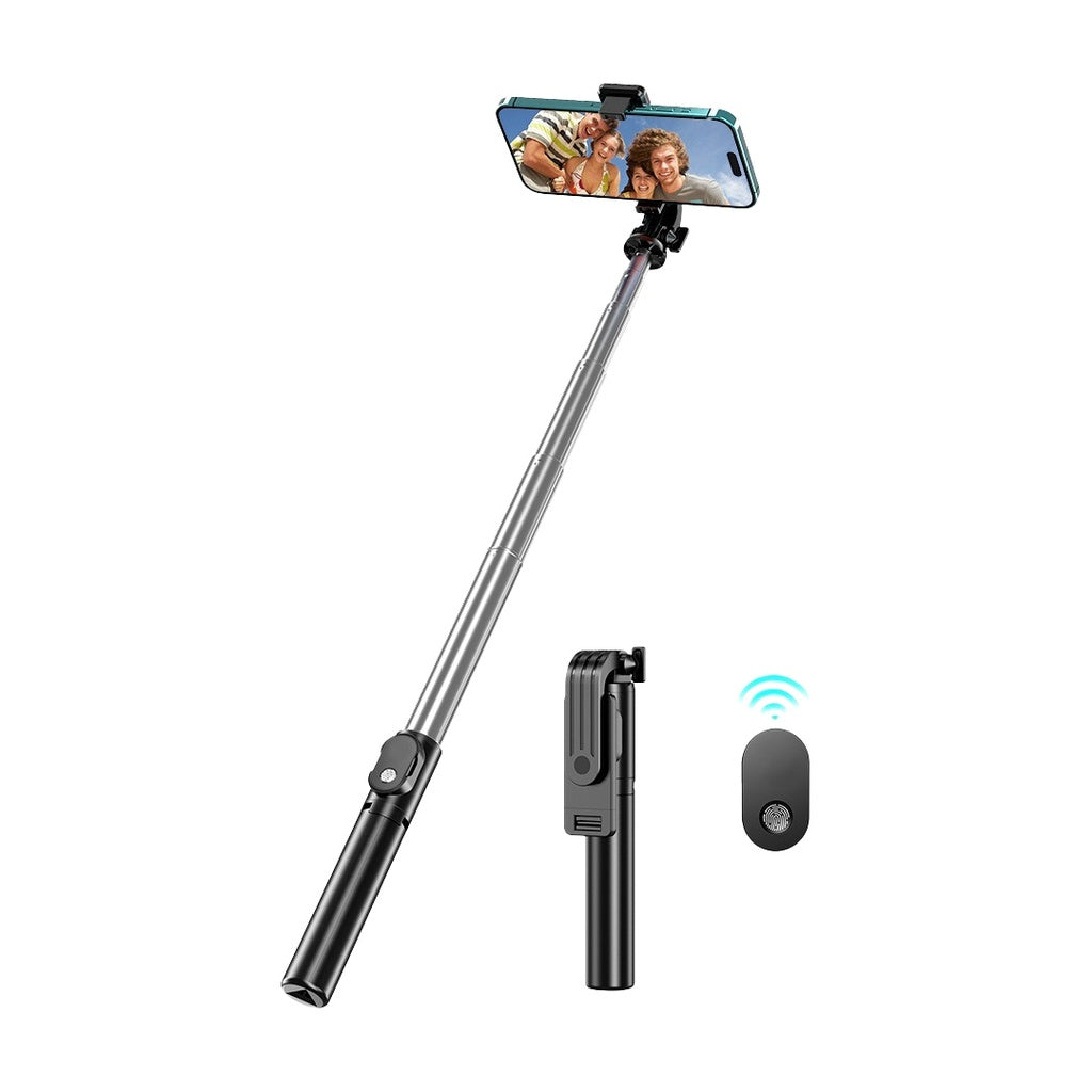 عصا سيلفي مع قاعدة ترايبود من جرين لايون مع دوران 360 درجة وتحكم عن بعد - اسود | Green Lion Tripod Selfie Stick with 360° Rotation and Remote Control - Black.