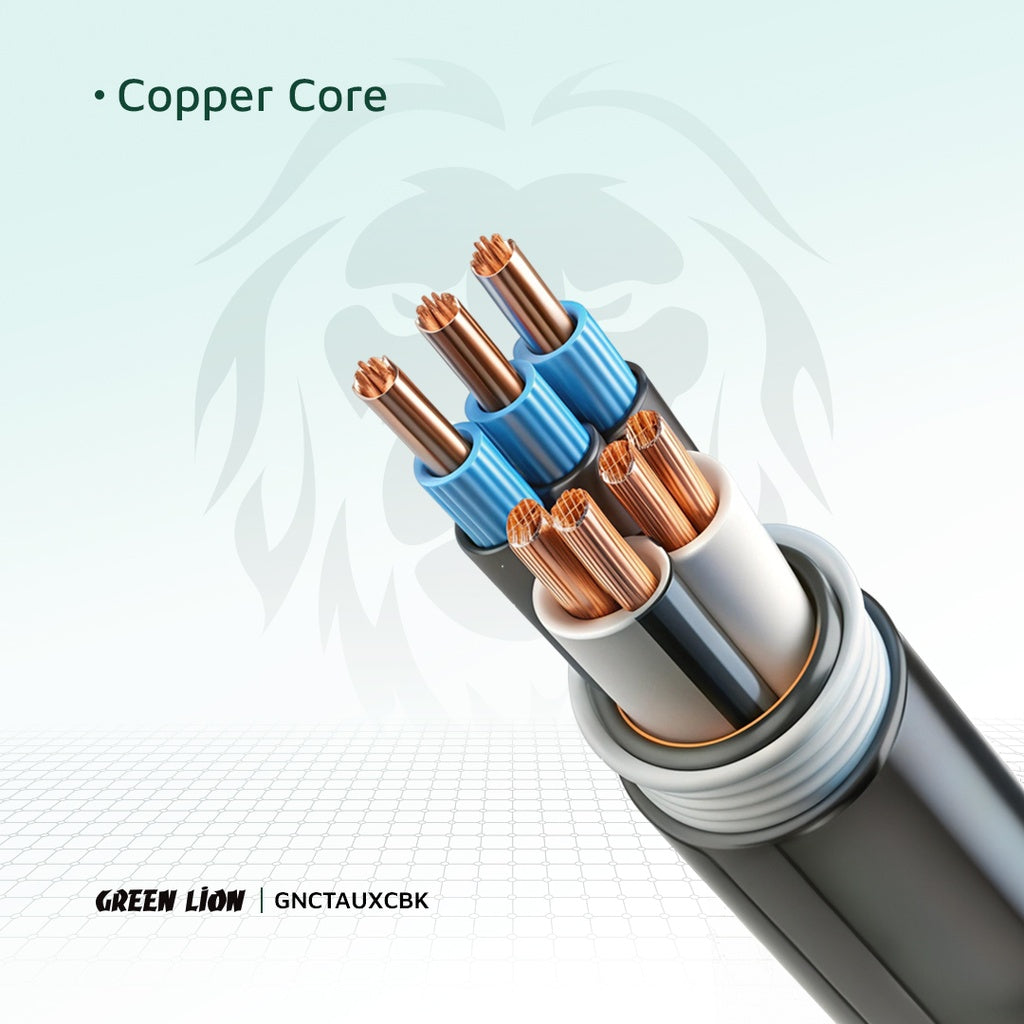 كيبل جرين لايون من يو اس بي سي الى AUX بطول 1 متر - اسود | Green Lion USB-C to AUX Braided Cable 1M - Black