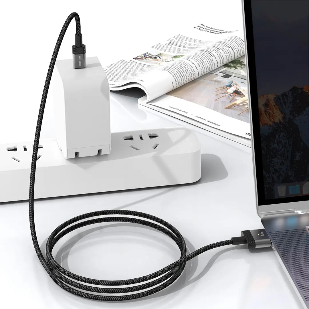 كيبل جرين لايون يو اس بي سي الى ماغسيف 3 - اسود | Green Lion USB-C to MagSafe 3 Magnetic Charging Cable - Black