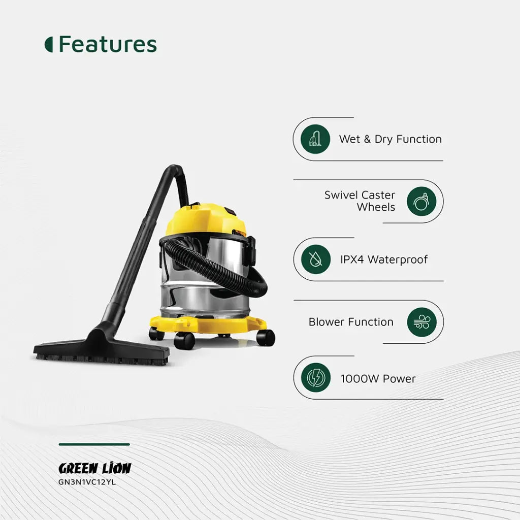 مكنسة كهربائية جرين لايون ألترا 3 في 1 بسعة 12 لتر | Green Lion Ultra 3 In 1 Vacuum Cleaner 12L