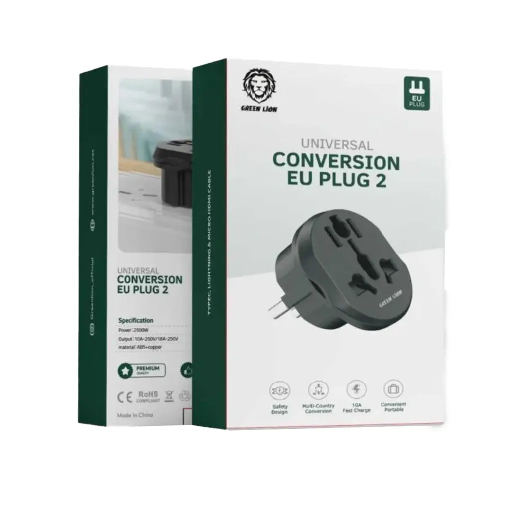 محول جرين لايون العالمي - اسود | Green Lion Universal Conversion EU Plug 2 - Black