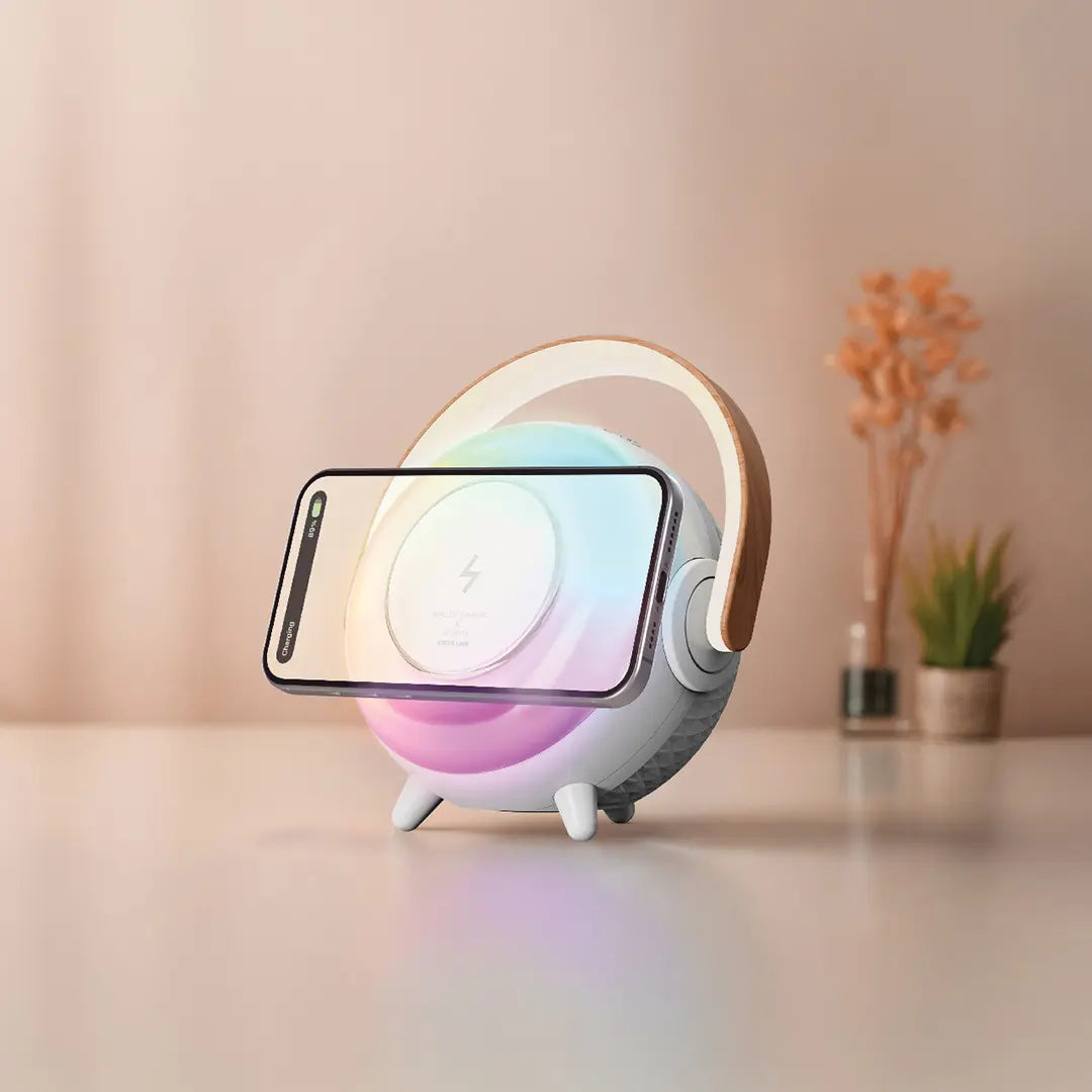 سبيكر بلوتوث جرين لايون اورانوس مع لمبة طاولة - ابيض | Green Lion Uranus Bluetooth Speaker with Table Lamp - White