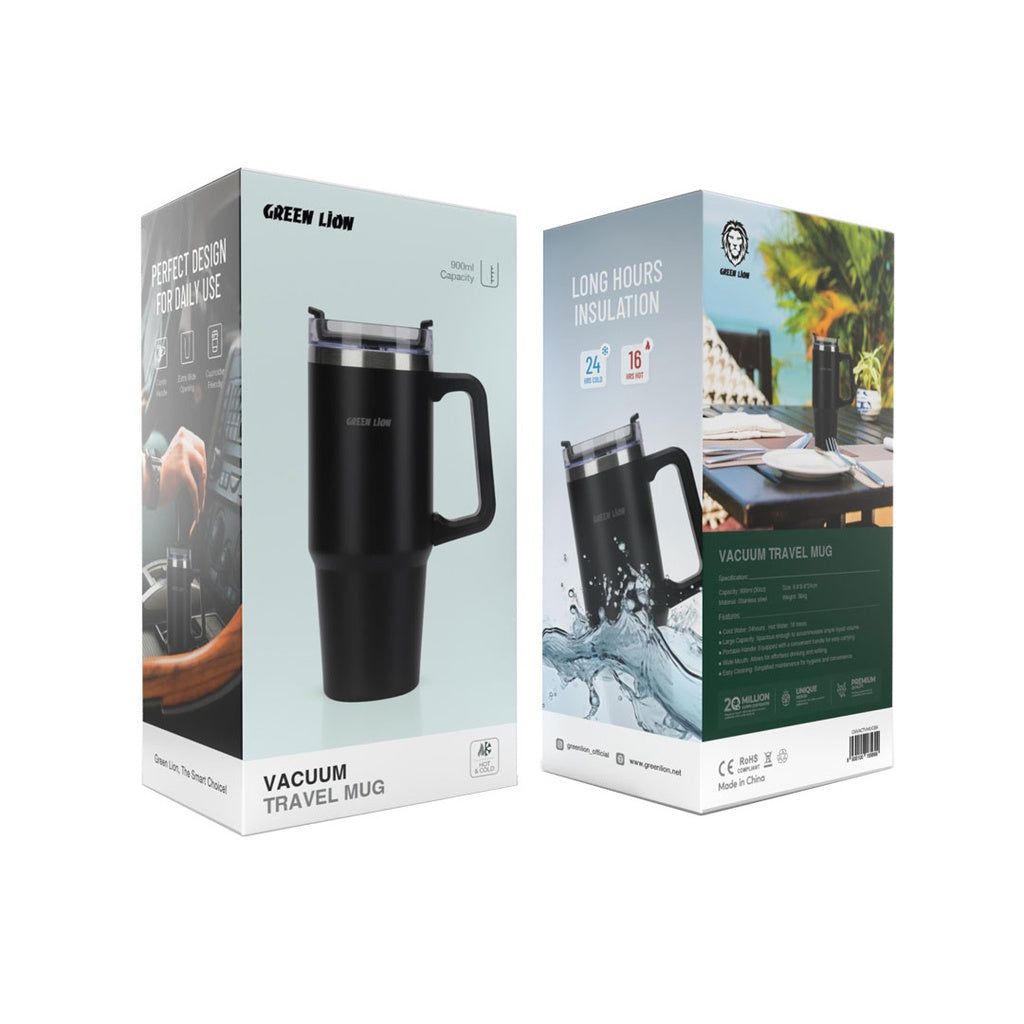 كوب سفر حراري ستانلس ستيل من جرين لايون, عازل للحرارة بسعة 900 مل | Green Lion Vacuum Travel Mug 900ml Stainless Steel