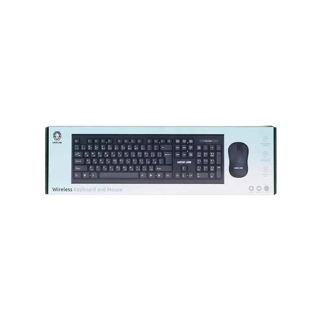 مجموعة كيبورد وماوس لاسلكية من جرين لايون - اسود | Green Lion Wireless Keyboard and Mouse Set - Black.