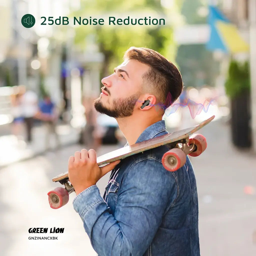 سماعات جرين لايون ZINC X ميتال اللاسلكية بخاصية الغاء الضوضاء - اسود | Green Lion ZINC X Metal Earbuds TWS with ANC - Black