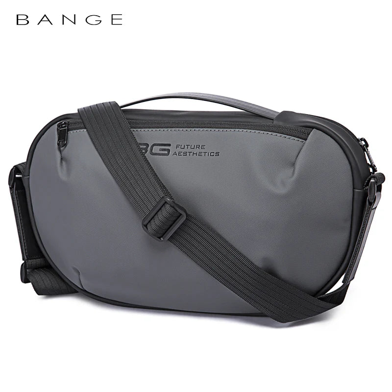 BANGE Men One-Shoulder Messenger Bag Fashion Casual Sports Chest Bag - Gray | حقيبة كتف رياضية رجالية من بانج, مقاومة للماء ومريحة - رمادي
