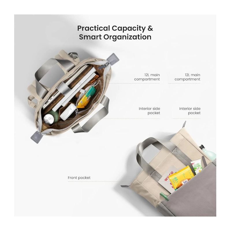 tomtoc Slash-T63 Laptop Backpack 13.5 Inch/12L Moon Grey - حقيبة ظهر لابتوب توم توك سلاش T63 مقاس 13.5 إنش 12 لتر