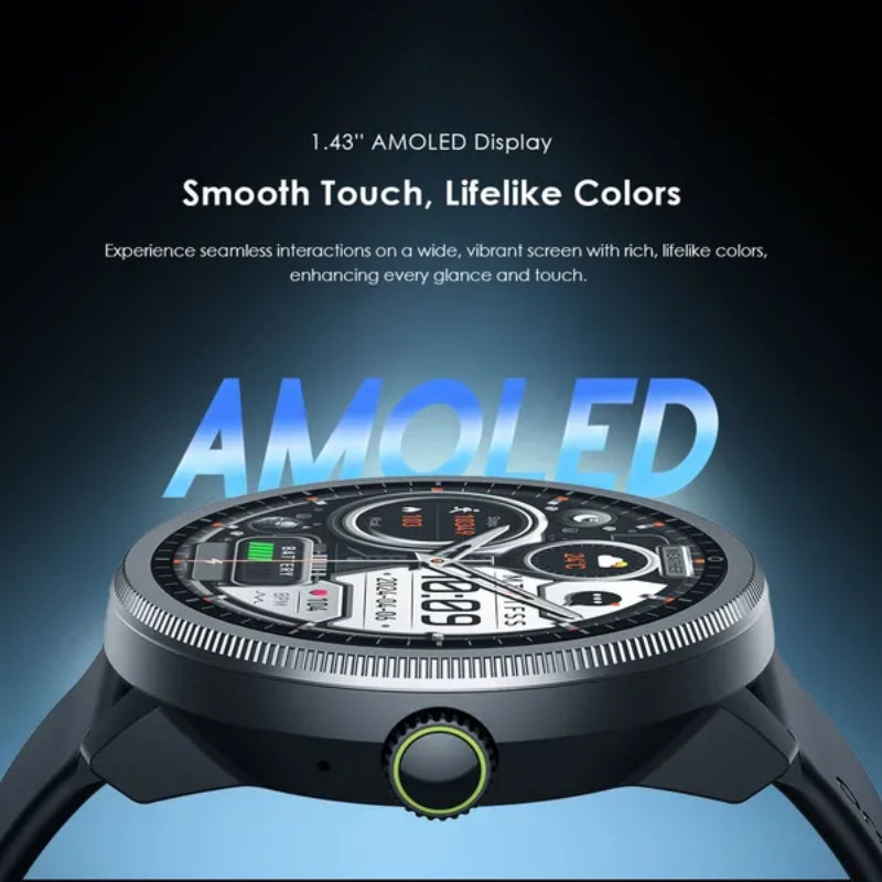 Oraimo Smart watch OSW-820 Black - ساعة أورايمو الذكية بشاشة اموليد 1.43بوصة وتتبع صحي دقيق