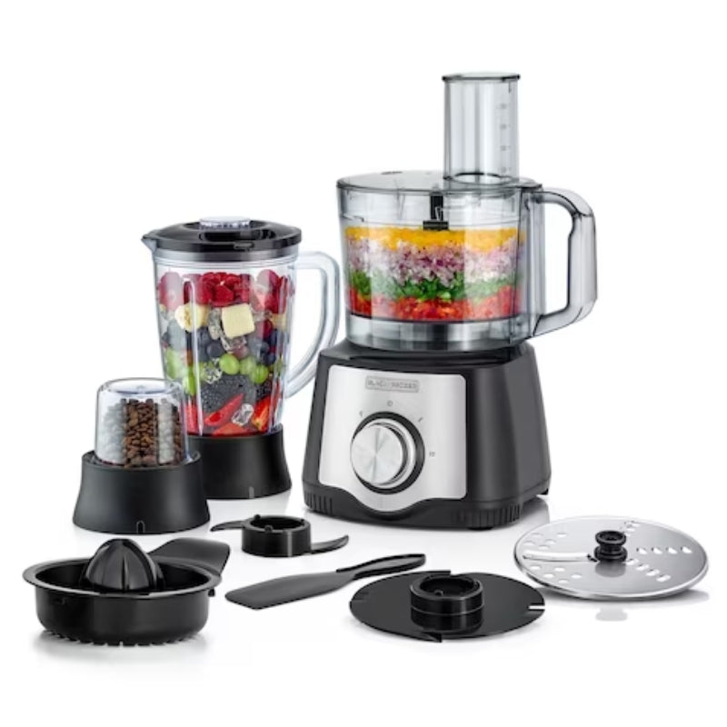 محضر طعام 600 واط بسعة 1.5 لتر مع شفرات ستانلس ستيل - Black&Decker FX650-B5 FOOD PROCESSOR 600W black/silver