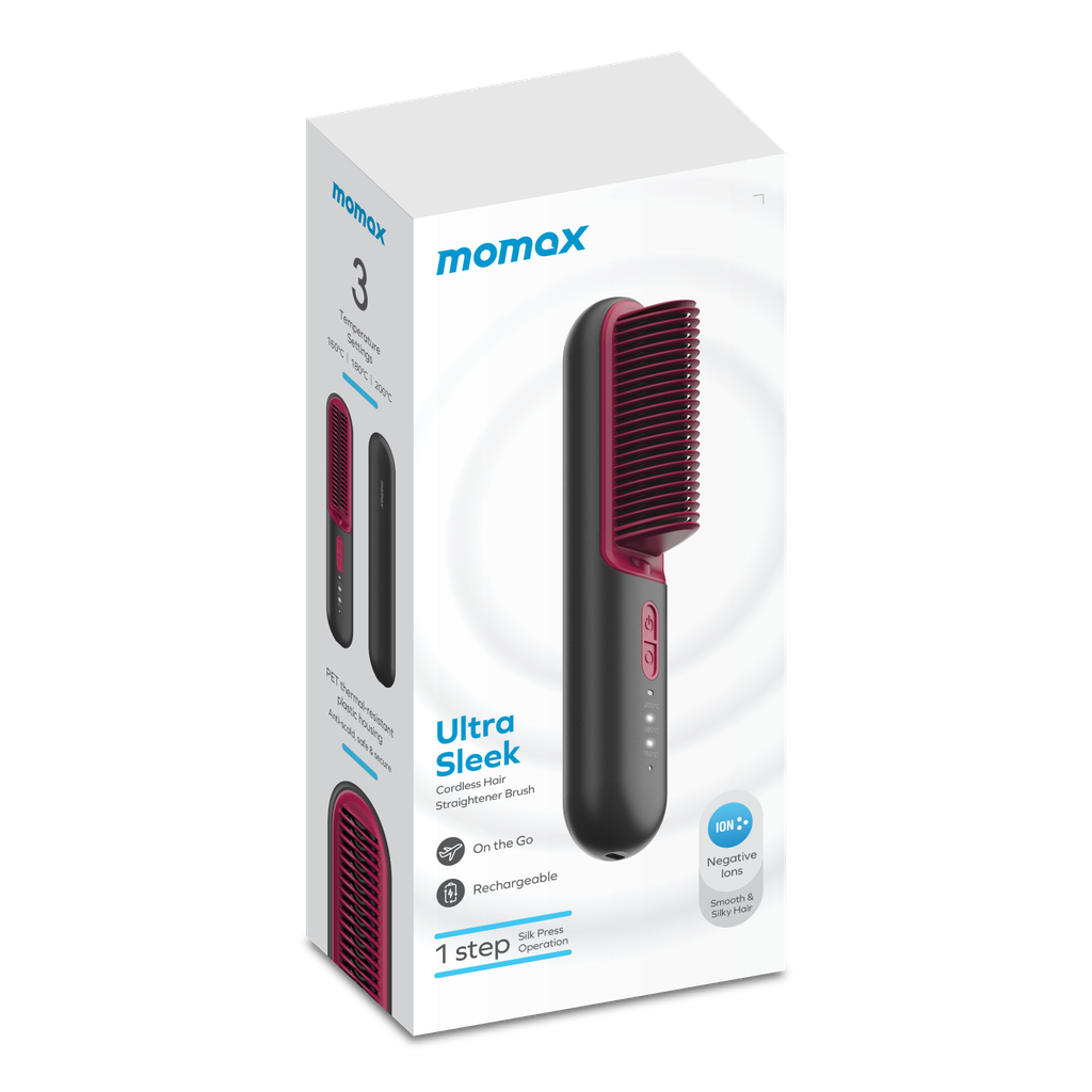 فرشاة فرد الشعر موماكس الترا سليك اللاسلكية الانيقة | Momax Ultra Sleek Cordless Hair Straightener Brush