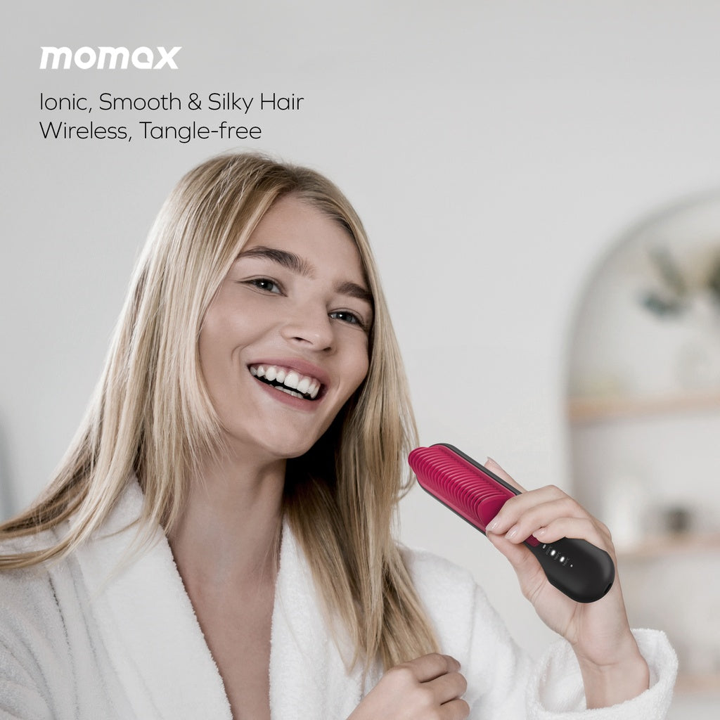 Momax Ultra Sleek Cordless Hair Straightener Brush - فرشاة فرد الشعر اللاسلكية الانيقة موماكس الترا سليك