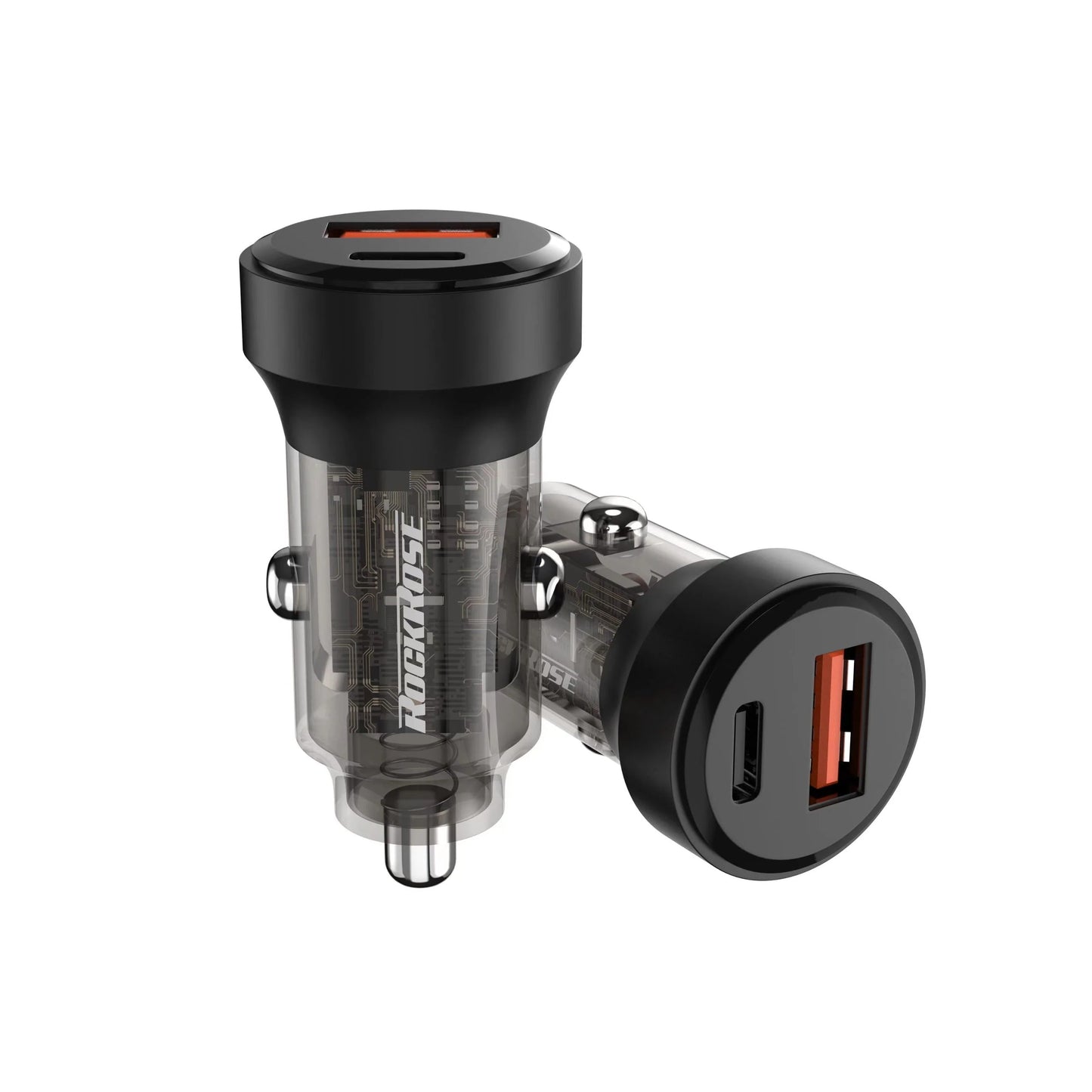 روكروز 30 واط شاحن سيارة بمنفذين ادخال - Rockrose 30W PD & QC 3.0 Dual Port Car Charger