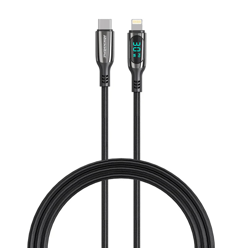 RockRose Hercules 1.2m USB-C to Lightning Cable 30W PD Fast Charging - كيبل بطول 1.2متر يو اس بي سي الى لايتننغ بقدرة 30 واط من روك روز