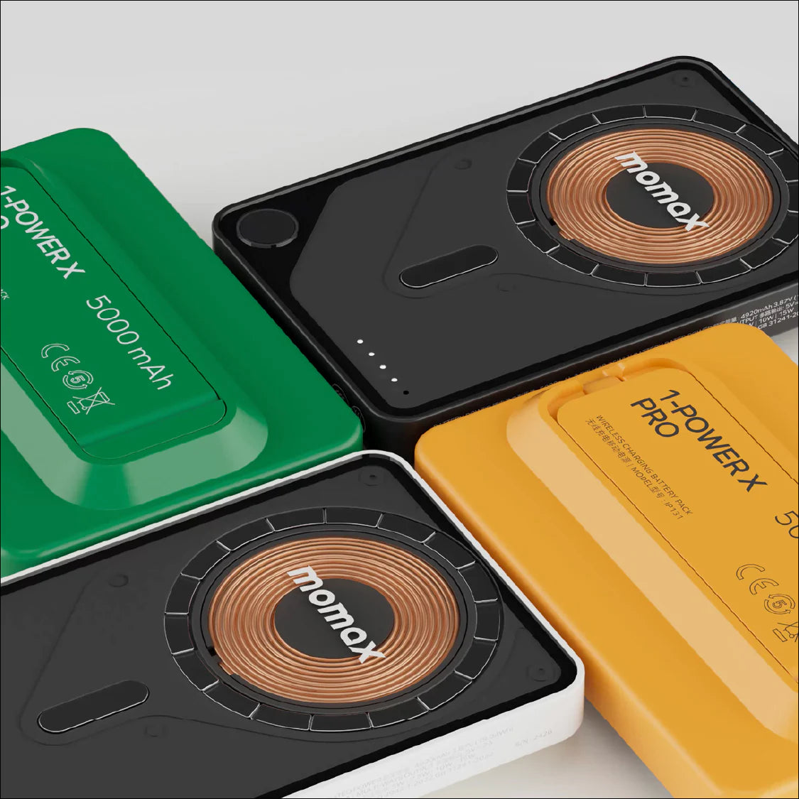 Momax Power X Pro 5000mAh Magnetic Wireless Battery Pack with Stand & Built-in USB-C Cable | MagSafe Compatible - باور بانك موماكس بور اكس برو مغناطيسي لاسلكي بسعة 5000 مللي امبير مع مسند وكيبل USB-C مدمج, متوافق مع ماج سيف