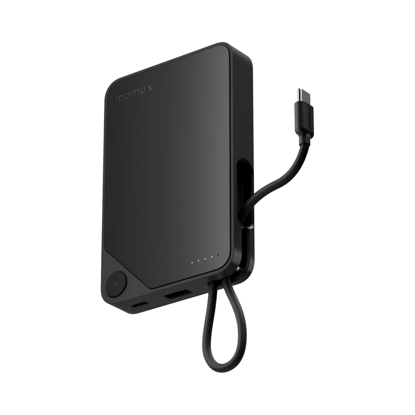Momax Power X 10000mAh Battery Pack with Built-in USB-C Cable - باور بانك موماكس بور اكس بسعة 10000 مللي امبير مع كيبل USB-C مدمج يدعم الشحن السريع