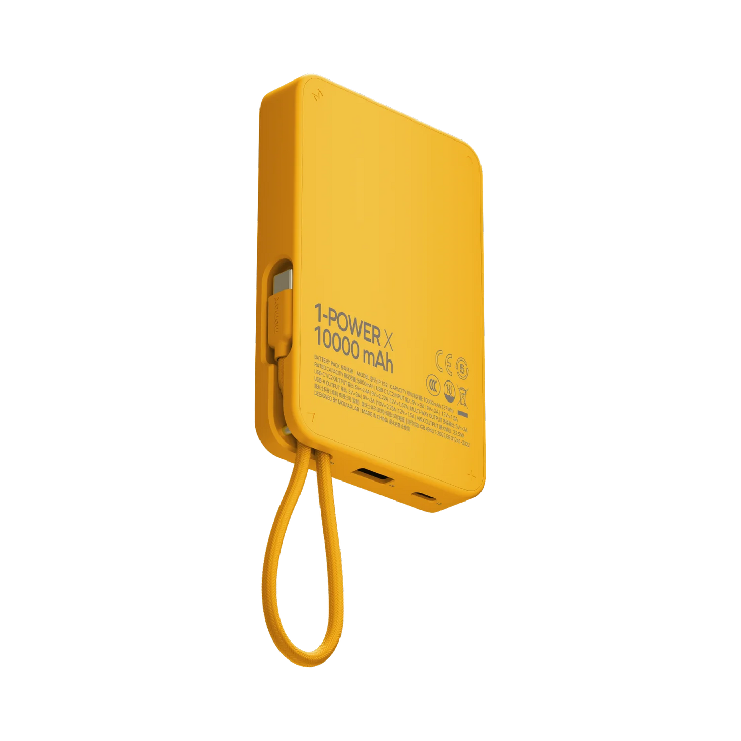 Momax Power X 10000mAh Battery Pack with Built-in USB-C Cable - باور بانك موماكس بور اكس بسعة 10000 مللي امبير مع كيبل USB-C مدمج يدعم الشحن السريع