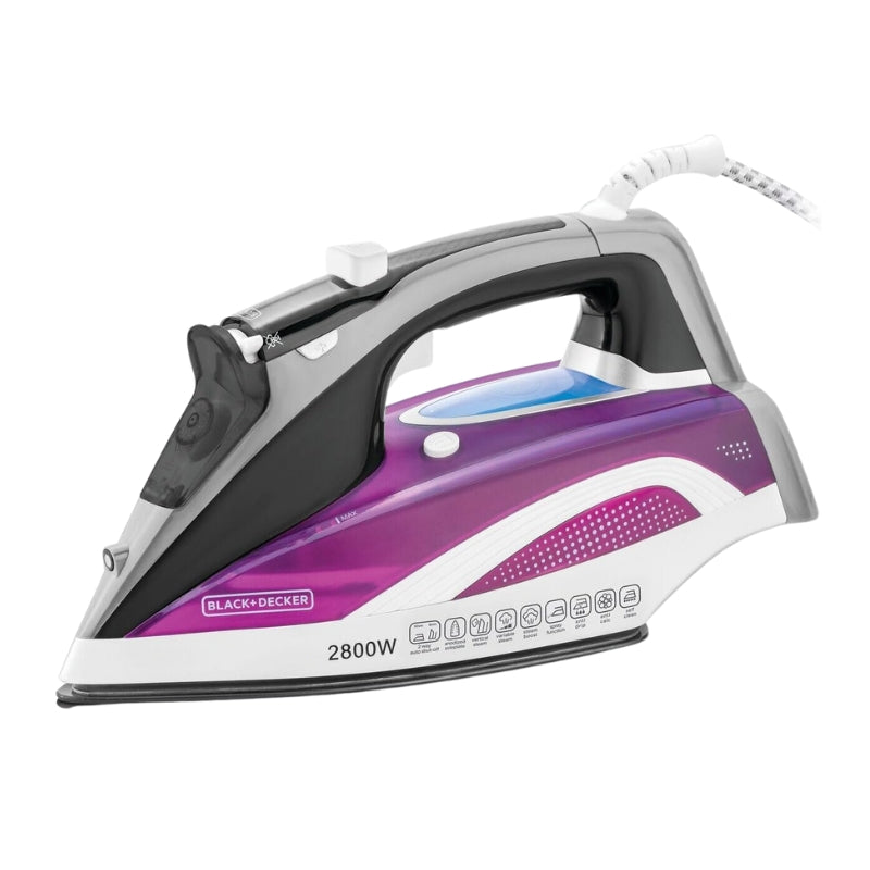 مكواة بخار رقمية من بلاك اند ديكر بقوة 2800 واط، متعددة الألوان - Black+Decker 2800W Digital Steam Iron