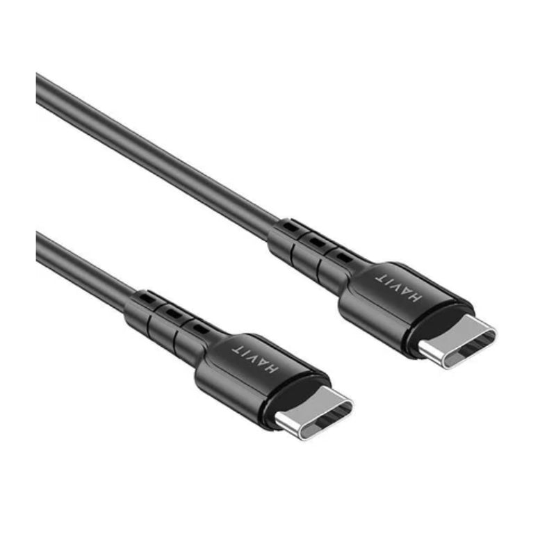 Havit CB6325 Cable Type-C to Type-C 1.2m 100W Black -كيبل سريع السحن بقوة 100واط وطول 1.2متر من هافيت