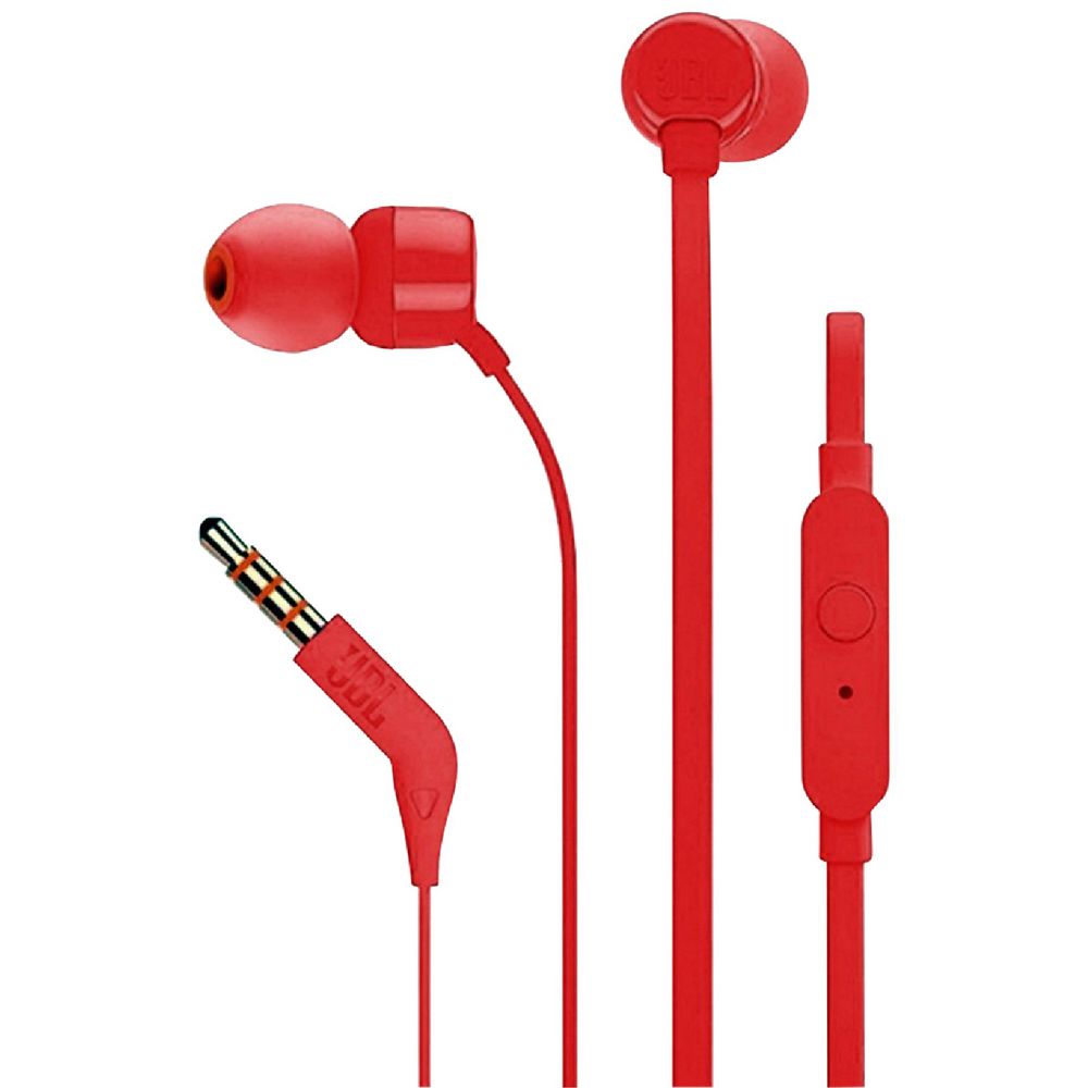 JBL T110 In-Ear Headphones with Pure Bass Sound & Mic – Wired 3.5mm | سماعات جي بي ال T110 داخل الاذن بصوت بيس نقي ومايكروفون - سلكية 3.5 ملم