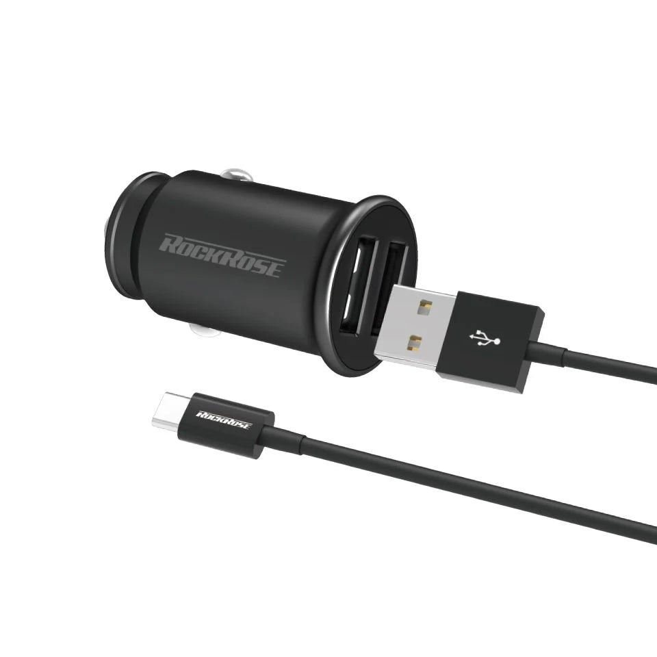 RockRose Ranger P2 + Zeta AC Dual Port 12W Max Fast Charging Car Charger - روك روز رينجر بي 2 زيتا أي سي شاحن سيارة ثنائي المنافذ 12 وات للشحن السريع