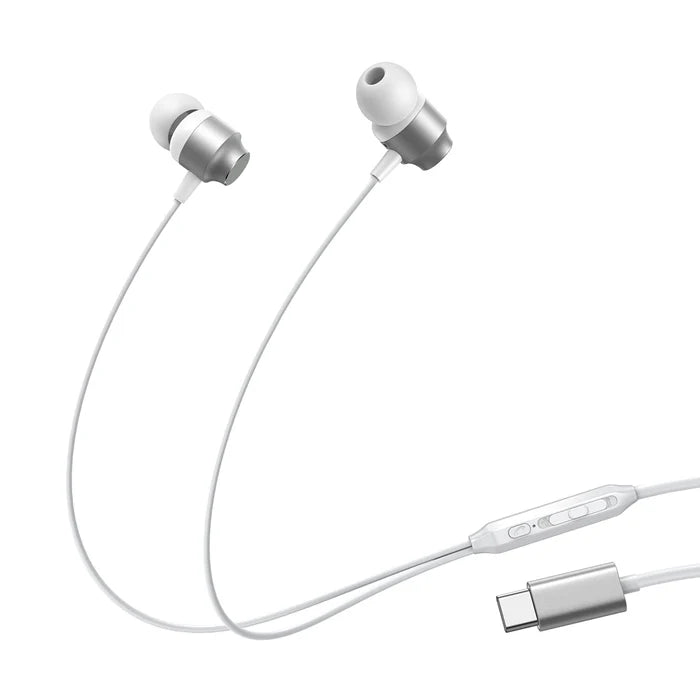 سماعات جويرووم JR-EC06 السلكية داخل الاذن معدنية بمنفذ تايب سي - ابيض | JOYROOM JR-EC06 Type-C In-Ear Metal Wired Earbuds – White
