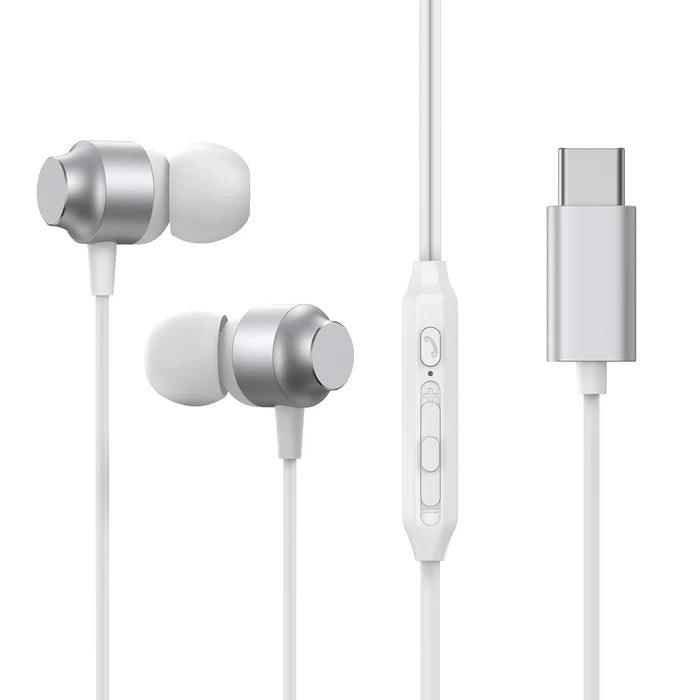 سماعات جويرووم JR-EC06 السلكية داخل الاذن معدنية بمنفذ تايب سي - ابيض | JOYROOM JR-EC06 Type-C In-Ear Metal Wired Earbuds – White