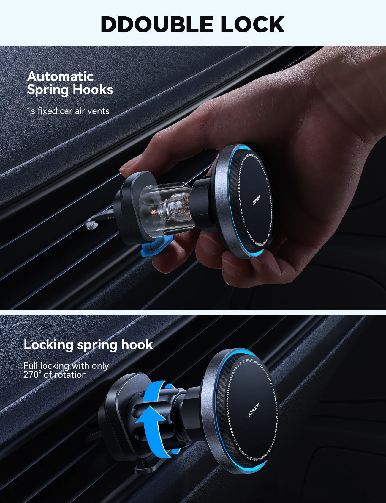 شاحن سيارة جويرووم JR-ZS387 مغناطيسي لاسلكي لفتحات التهوية | JOYROOM JR-ZS387 Magnetic Wireless Air Vent Car Charger Mount