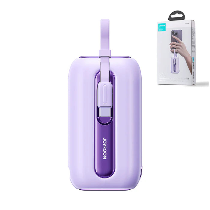 JOYROOM JR-L012 10000mAh Mini Power Bank 22.5W with Dual Cables - ميني باور بانك بسعة 10000ميلي أمبير بقدرة 22.5واط مع كابلين من جويروم