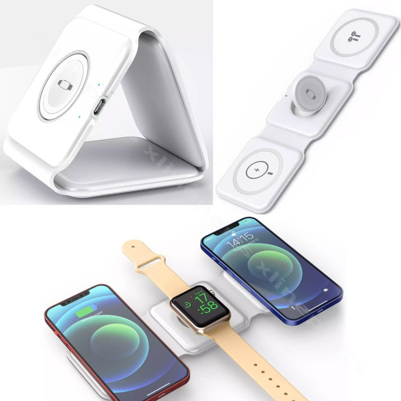 شاحن لاسلكي قابل للطي 3 في 1 باور اير من ويوو - WIWU Power Air Foldable 3 in 1 Wireless Charger 15W