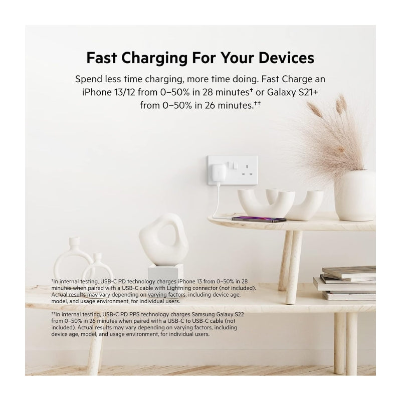 Belkin BoostCharge USB-C Wall Charger 20W+ 1M USB-C Cable - شاحن جداري بقدرة 20واط مع كيبل تايب سي