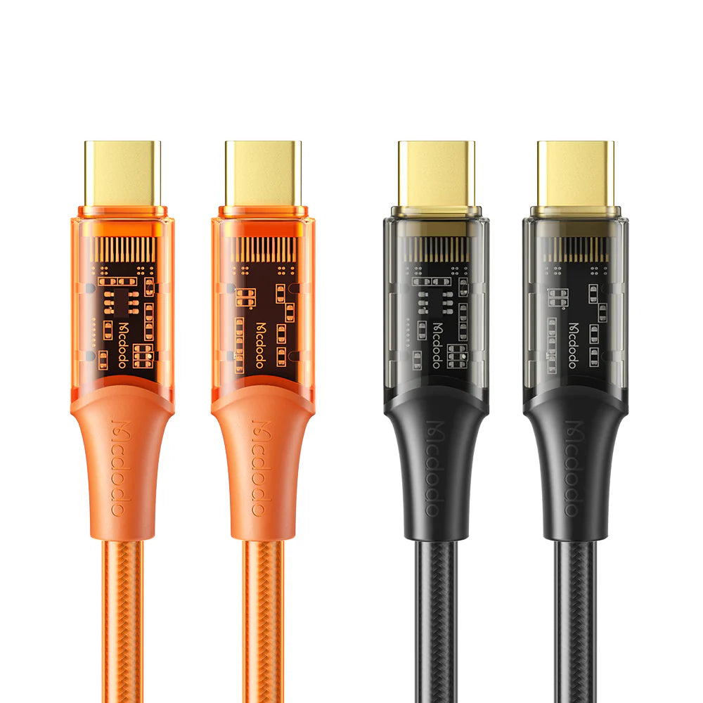 Mcdodo Type-C to Type-C PD 100W Transparent Data Cable - كيبل تايب سي الة تايب سي سريغ الشحن بقدرة 100واط من مكدودو