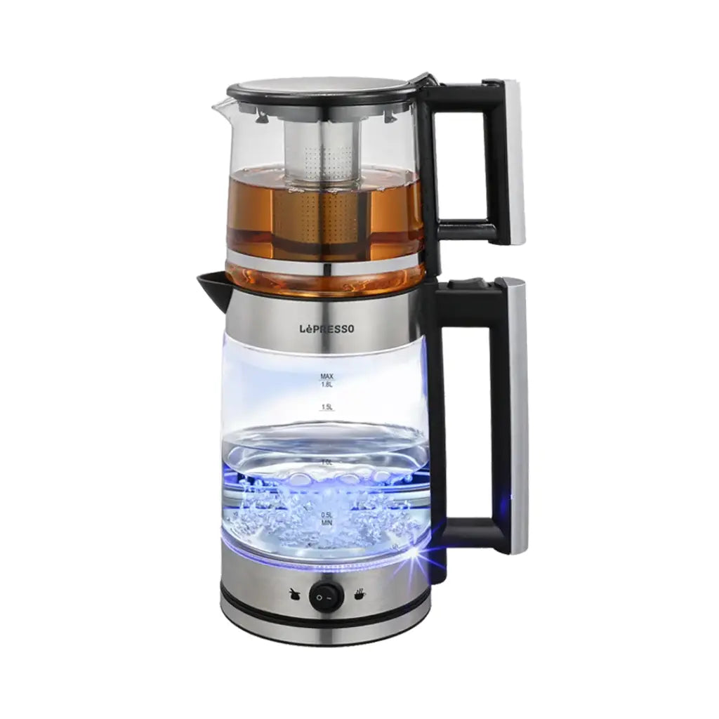 LePresso 1.8L Electric Kettle with 1.2L Turkish Tea Maker - غلاية وشاي تركي ليبريسو 1.8لتر تصميم أنيق وأداء عالي