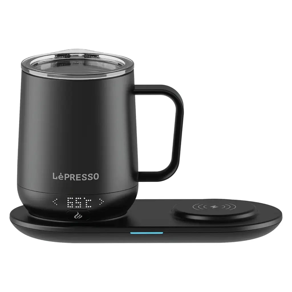 كوب ليبريسو الذكي لتسخين المشروبات بسعة 355 مل مع قاعدة شحن لاسلكية - اسود | LePresso Heated Mug 12oz with Wireless Charging Pad - Black
