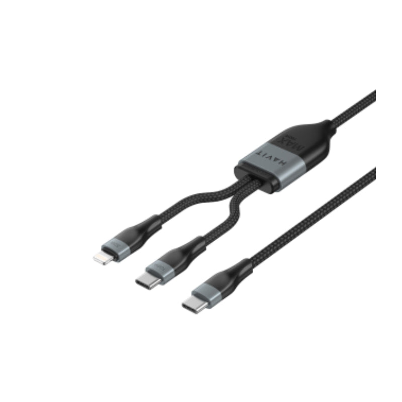 Havit CB6326 Cable Type-C to Type-C+ Lightning 1.2m 100W - كيبل تايب سي الى تايب سي ولايتننغ سريع الشحن بطول متر من هافيت