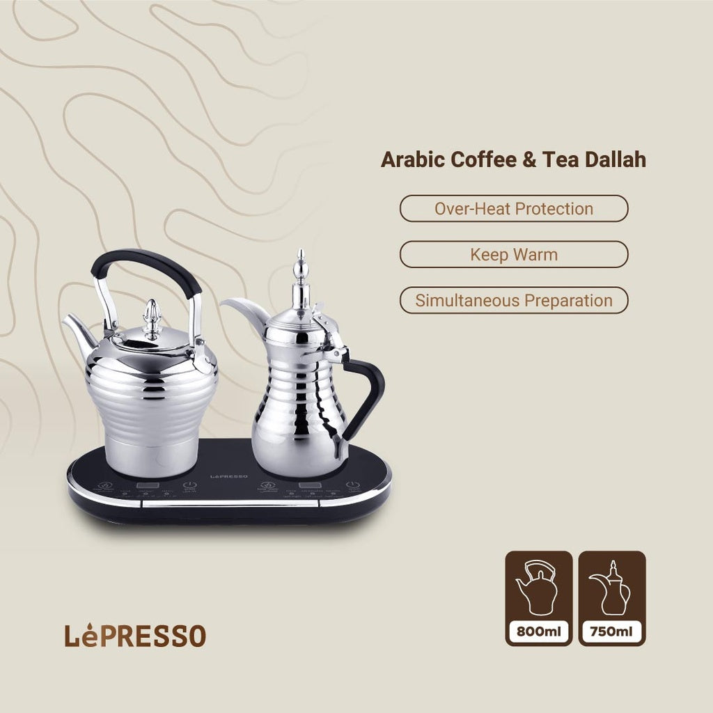 آلة تحضير القهوة العربية والشاي من ليبريسو بقدرة 1600 واط - فضي | LePresso Electrical Arabic Coffee and Tea Maker 1600W - Silver