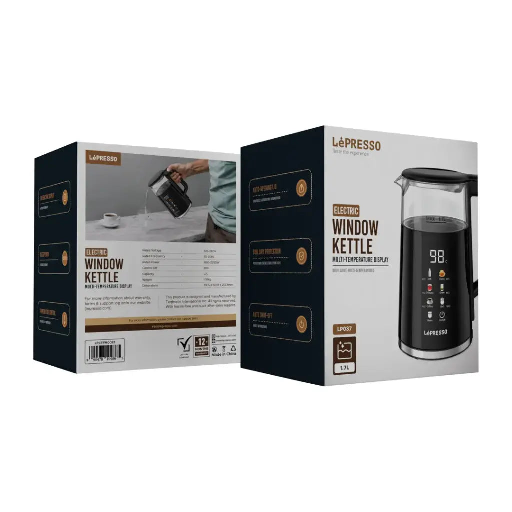 غلاية كهربائية ليبريسو سعة 1.7 لتر بشاشة رقمية وتحكم بالحرارة وبقدرة 2200 واط | LePresso 2200W 1.7L Electric Kettle with Auto Shut-Off & Digital Display