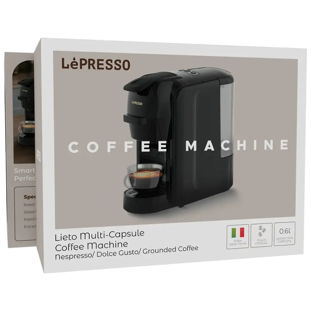 آلة قهوة متعددة الكبسولات 3 في 1 من ليبريسو بسعة 0.6 لتر وقدرة 1450 واط - اسود | LePresso Lieto 3 in 1 Multi-Capsule Coffee Machine 0.6L 1450W - Black