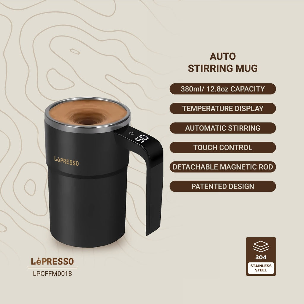 LePresso Stirmagic Auto Stirring Mug Black - كوب التحريك التلقائي ستيرماجيك من ليبريسو أسود
