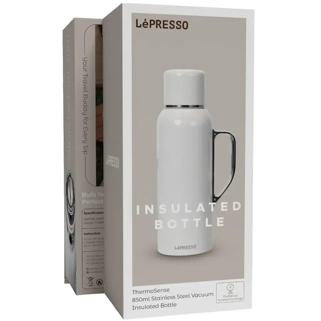 قارورة ليبريسو الحرارية ثيرمو سنس ستانلس ستيل معزولة مع مؤشر حرارة | LePresso ThermoSense Stainless Steel Insulated Bottle with Temperature Gauge