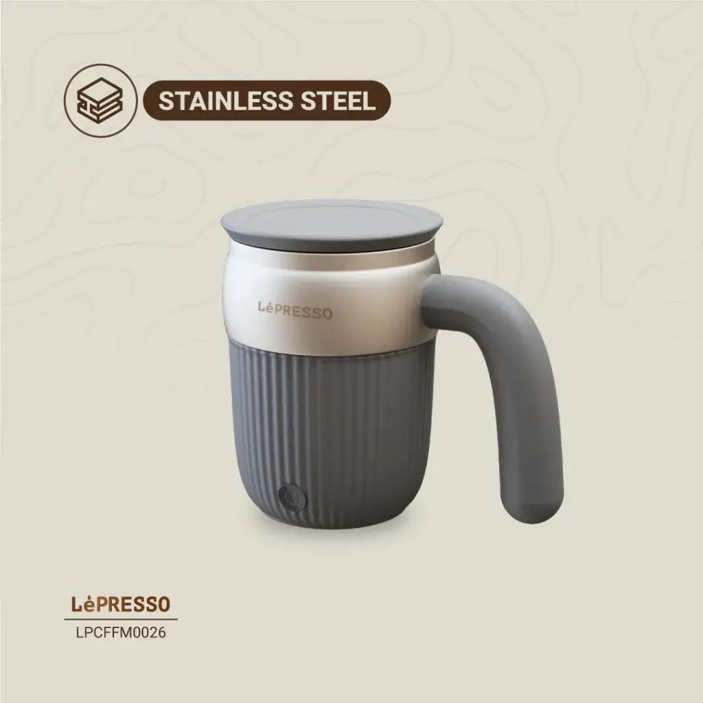 كوب التحريك المغناطيسي التلقائي من ليبرسو، سعة 450 مل - رمادي | Lepresso Auto Magnetic Stirring Mug 450mL Gray