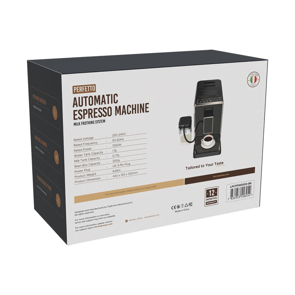 آلة صنع القهوة الاوتوماتيكية بالكامل من ليبريسو بقوة 20 بار وسعة 1.5 لتر - اسود | LePresso 20 Bar Full Automatic Coffee Machine 1.5L - Black