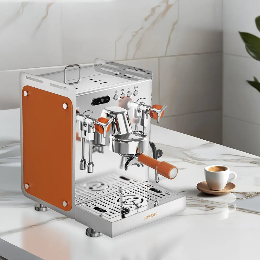 ماكينة القهوة المزدوجة ليبريسو مع مطحنة ومضخة ضغط 15 بار وسعة 1.6 لتر - فضي | LePresso Dual Boiler Coffee Machine with Grinder 15-Bar ULKA Pump 1.6L - Silver