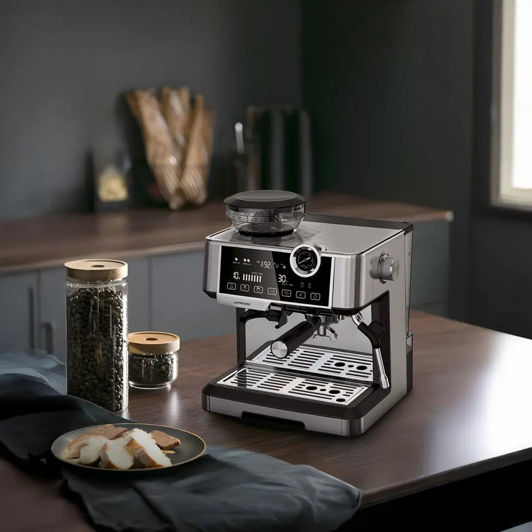 ماكينة القهوة المزدوجة ليبريسو مع مطحنة ومضخة ضغط 19 بار وسعة 2.8 لتر - فضي | LePresso Dual Boiler Coffee Machine with Grinder 19-bar ULKA Pump 2.8L - Silver