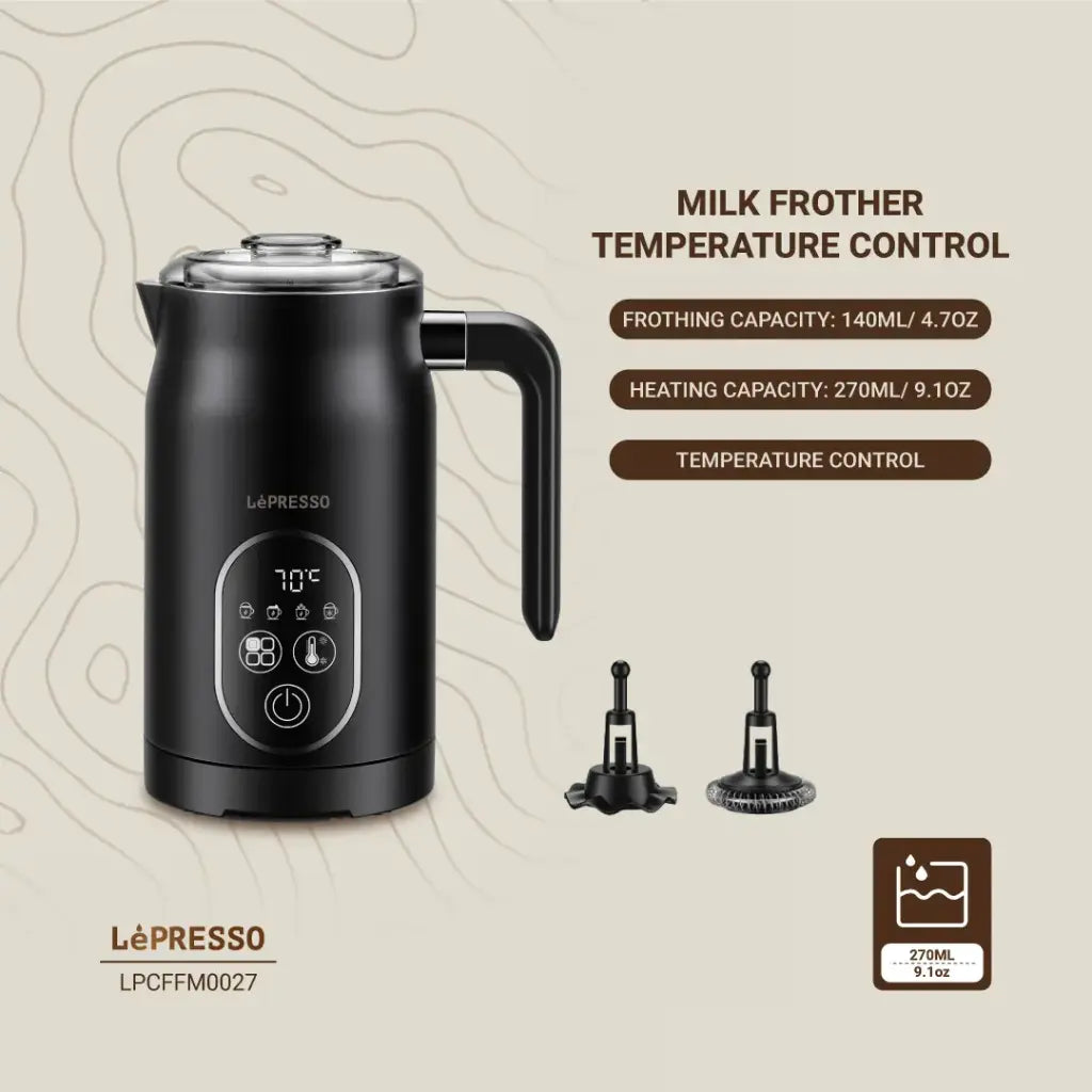 خفاق الحليب الكهربائي متعدد الوظائف من ليبريسو بقدرة 500 واط  – أسود | LePresso 500W Electric Multifunction Milk Frother - Black